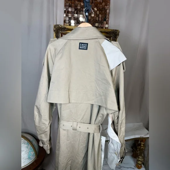 Feng Chen Wang Beige Double Layer Trench Coat Size M - Picture 8 of 10
